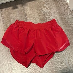 Red lululemon hotty hot shorts 2.5